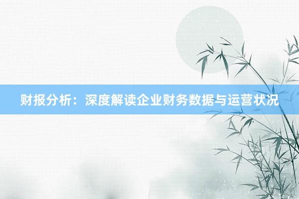 财报分析：深度解读企业财务数据与运营状况