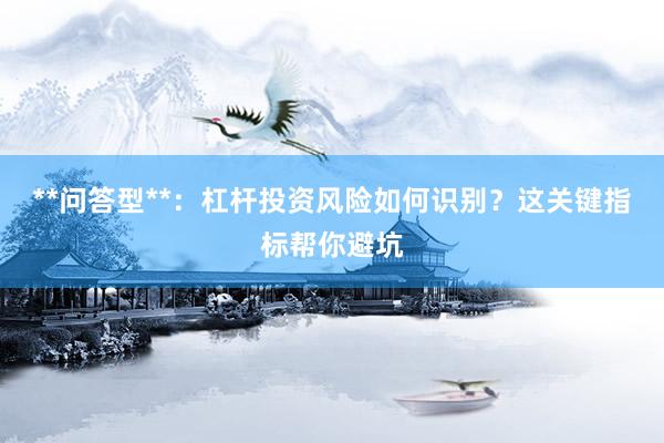 **问答型**：杠杆投资风险如何识别？这关键指标帮你避坑