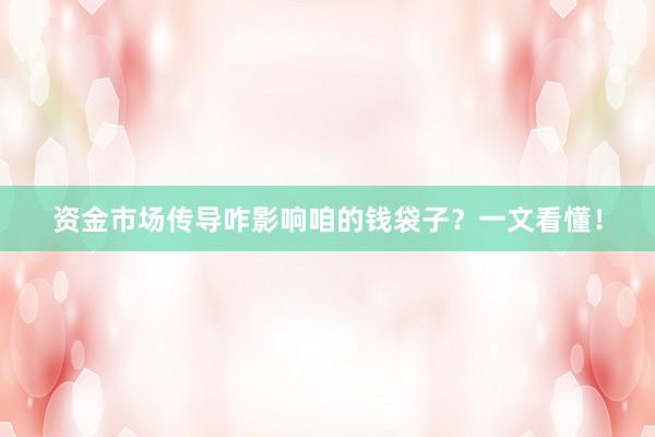 资金市场传导咋影响咱的钱袋子？一文看懂！