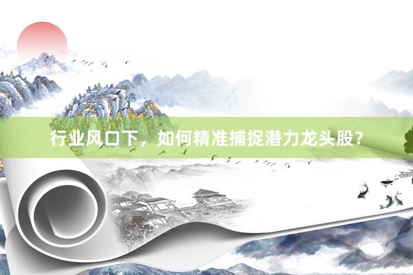 行业风口下，如何精准捕捉潜力龙头股？