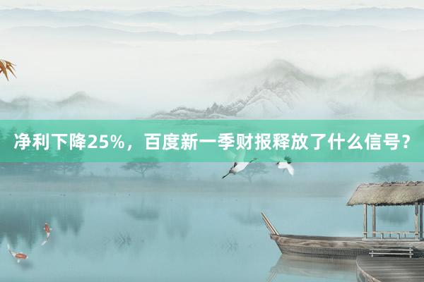 净利下降25%，百度新一季财报释放了什么信号？
