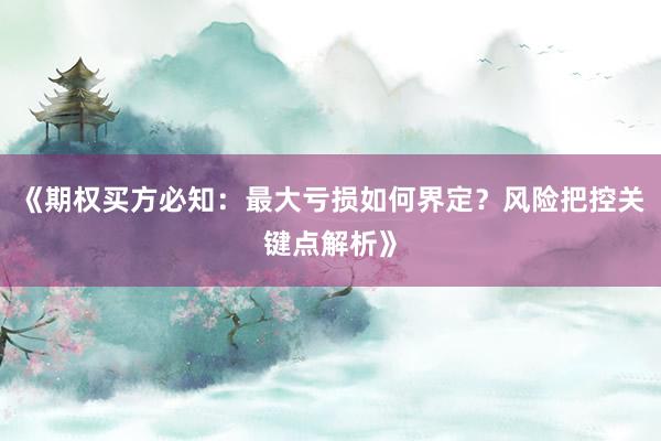 《期权买方必知:最大亏损如何界定?风险把控关键点解析》