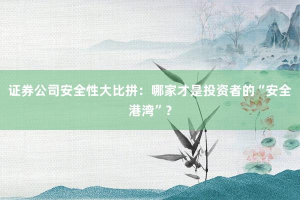 证券公司安全性大比拼：哪家才是投资者的“安全港湾”？