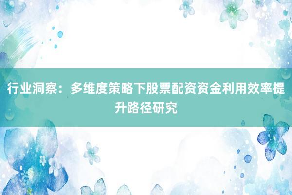 行业洞察：多维度策略下股票配资资金利用效率提升路径研究