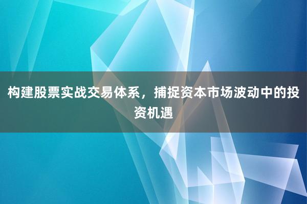 构建股票实战交易体系，捕捉资本市场波动中的投资机遇