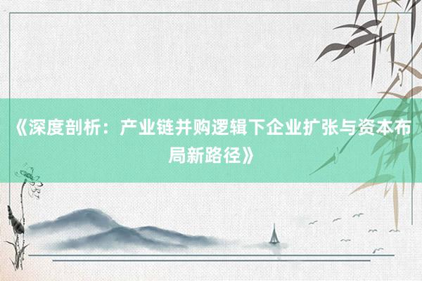 《深度剖析：产业链并购逻辑下企业扩张与资本布局新路径》