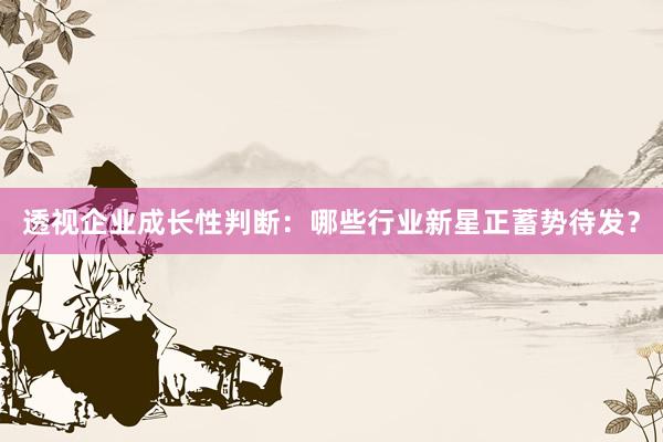 透视企业成长性判断:哪些行业新星正蓄势待发?