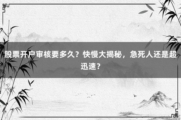 股票开户审核要多久？快慢大揭秘，急死人还是超迅速？