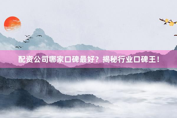 配资公司哪家口碑最好？揭秘行业口碑王！