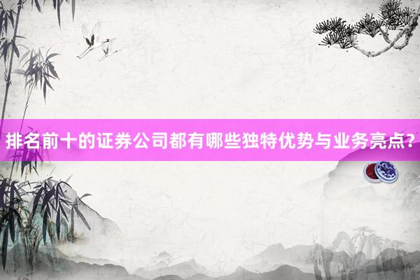 排名前十的证券公司都有哪些独特优势与业务亮点？