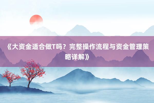 《大资金适合做T吗？完整操作流程与资金管理策略详解》