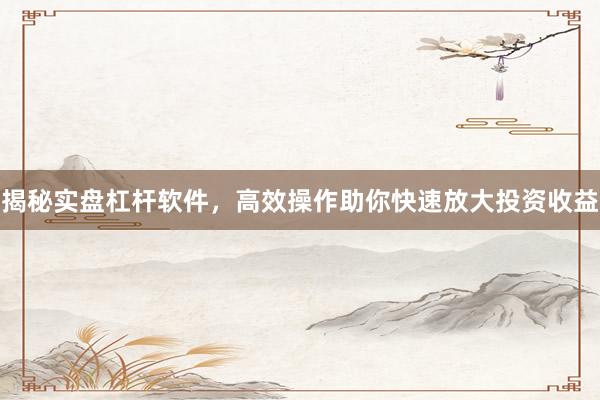 揭秘实盘杠杆软件,高效操作助你快速放大投资收益