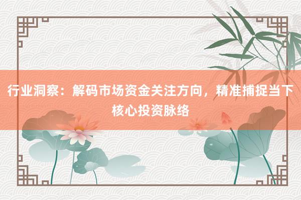 行业洞察：解码市场资金关注方向，精准捕捉当下核心投资脉络